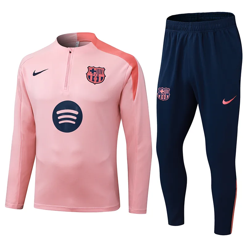 2025/2026 Barcelona Halb-Reißverschluss Trainingsanzug pink Trikot Set — main view