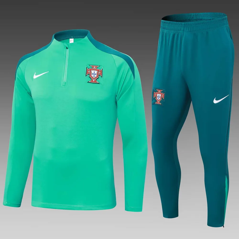2024 Portugal Conjunto de Treino Meia Puxada Verde Camisa de Futebol — main view