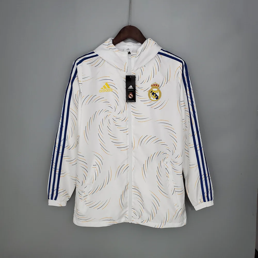 Corta-Vento Real Madrid Branco (Borda Azul) 2021/2022 — main view