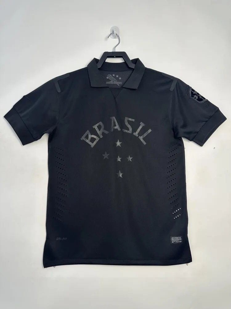 2013-2014 Retro Brasilien Schwarz Fußballtrikot Thai-Qualität — main view
