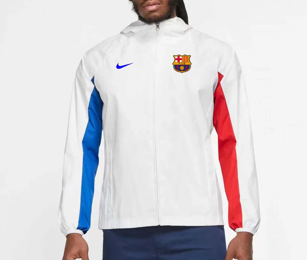 جاكيت برشلونة الواقي من الرياح أبيض 2023/2024 — main view