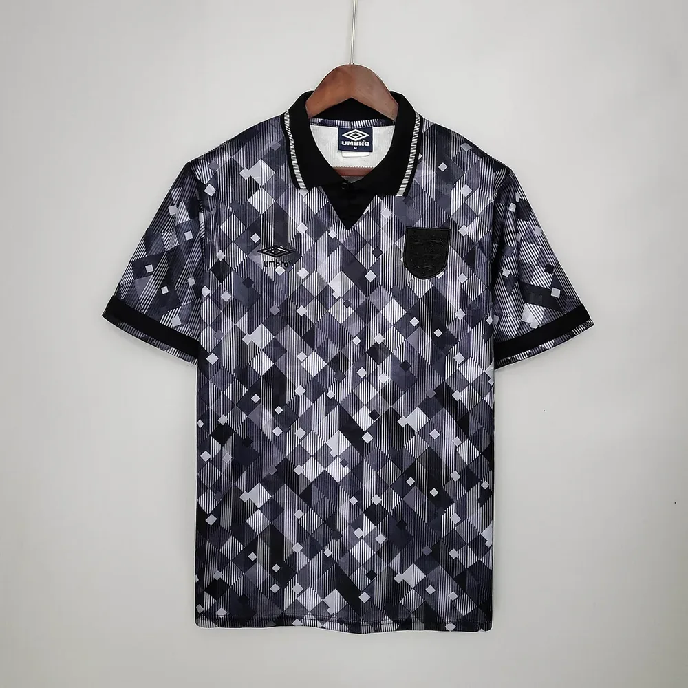 1990 Retro England Blackout Special Edition Black Soccer Jersey — main view