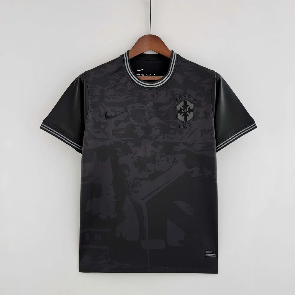 2022 Brasil Edición Especial toda negra Camiseta de Fútbol — main view