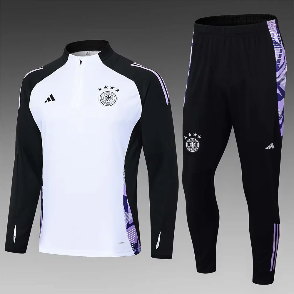 Ensemble de survêtement demi-traction Allemagne 2024-2025 Blanc Maillot — main view