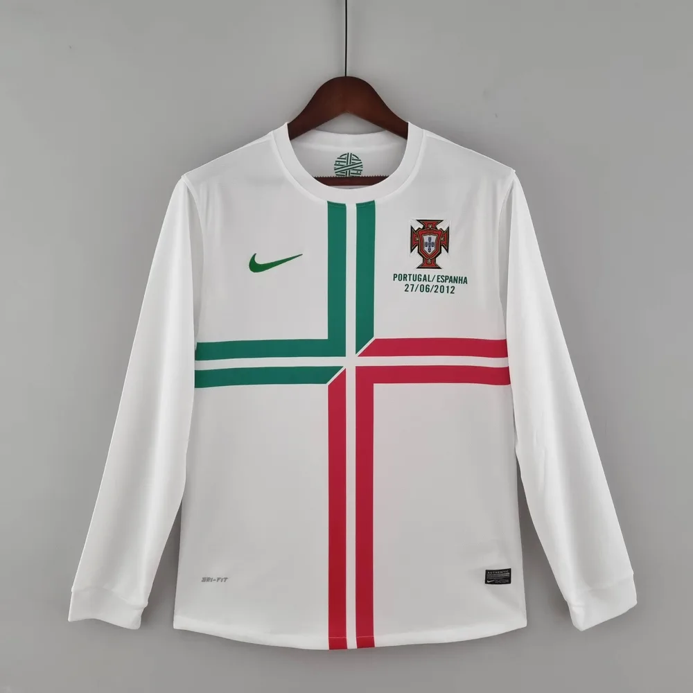 2012 Retro Langarm Portugal Auswärts Fußballtrikot — main view