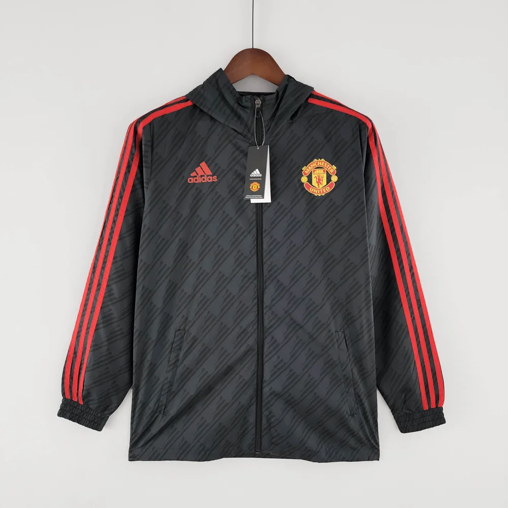 2022/2023 Manchester United Windbreaker Black Red Edge — main view