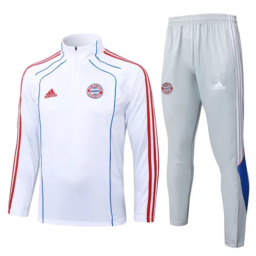 2025/2026 Bayern Munich Half-Pull Training Suit White Retro Style Football Shirt AAA fan-grade Set