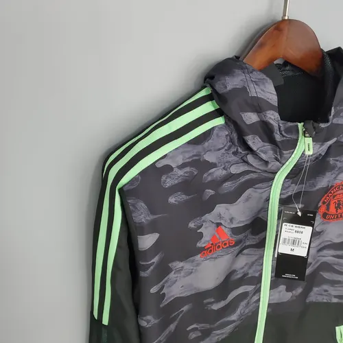 2021/2022 Manchester United Jersey Windbreaker Black And Grey Camouflage — view 6