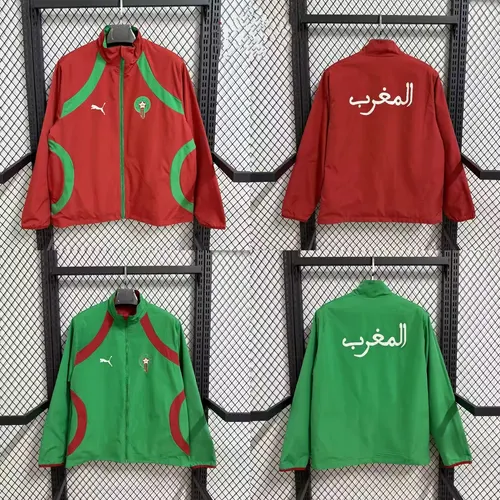 2026 Morocco Double-Sided Windbreaker Red Green Football Jersey 1:1 Thai Quality
