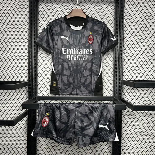 2024/2025 AC Milan Goalkeeper Jersey Black AAA fan-grade Kids Size