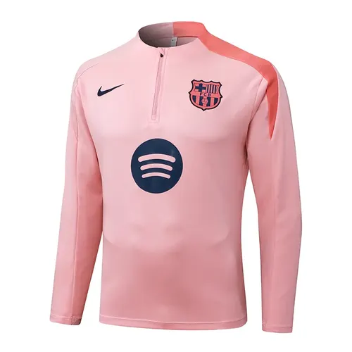 2025/2026 Barcelona Halb-Reißverschluss Trainingsanzug pink Trikot Set — view 3