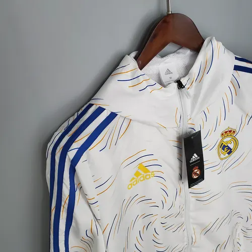 Corta-Vento Real Madrid Branco (Borda Azul) 2021/2022 — view 6
