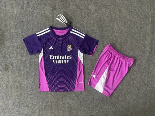 2025/2026 Real Madrid Goalie Purple Football Jersey AAA fan-grade Kids Size