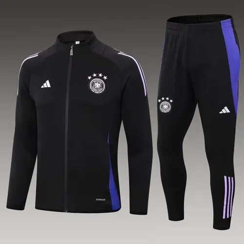 2024 Germany Langer Reißverschluss Jacke Schwarz Set Fußballtrikot AAA Fan-Qualität Set