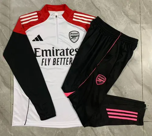 2025/2026 Arsenal Chándal Semi-Cremallera Blanco Camiseta Fútbol Calidad Thai Set