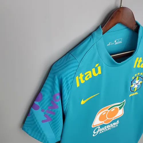 Camisa de Futebol 2021 Brasil Treino Azul Lago — view 6