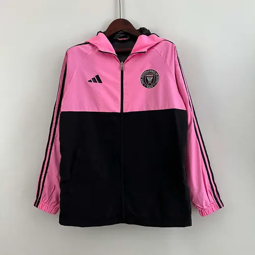 2023 Coupe-Vent Inter Miami (rose-noir) Maillot Soccer Qualité Thaï