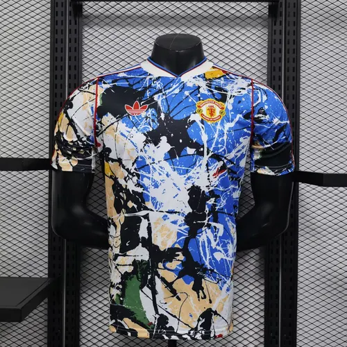 2026/2027 Player Version Manchester United x Stone Roses Football Jersey Blue 1:1 Thai Quality