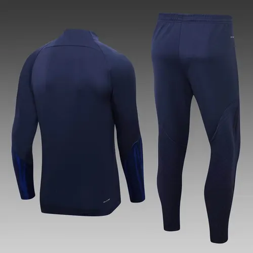 Ensemble de survêtement demi-traction France 2022 Bleu Royal Maillot de football — view 2