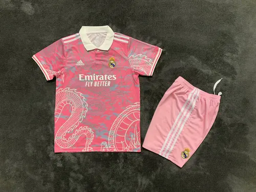 2025/2026 Maillot de football Real Madrid dragon chinois rose qualité thaïlandaise taille enfant