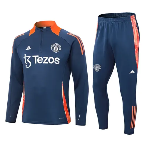 2024/2025 Manchester United Half-Pull Training Suit Royal Blue Football Shirt AAA fan-grade Set