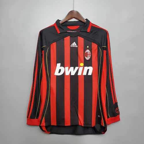 2006/2007 レトロ ロングスリーブ AC Milan ホーム フットボールシャツ タイ品質