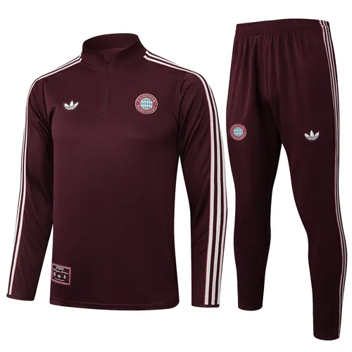 2025/2026 Bayern Munich Half-Pull Training Suit Dark Red Retro Style Football Shirt AAA fan-grade Set