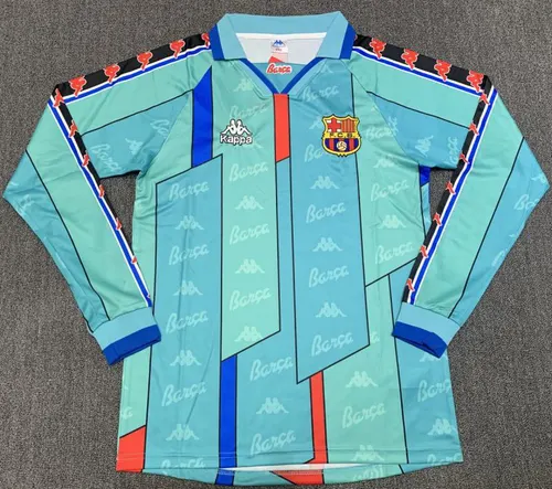 1996/1997 Maillot de Football Extérieur Rétro Barcelona Manches Longues Qualité Thaï