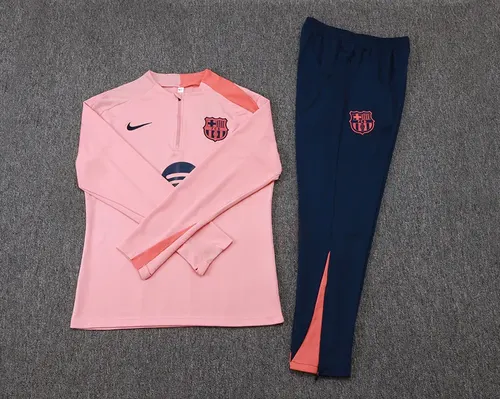 2025/2026 Barcelona Halb-Reißverschluss Trainingsanzug pink Trikot Set — view 7
