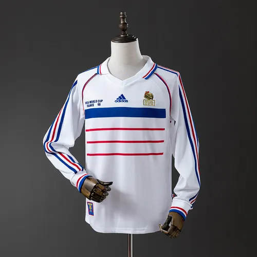 Camisa Retrô França Visitante Manga Longa 1998 Futebol Camisa AAA grau fã