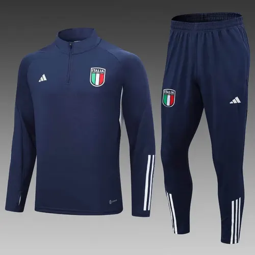 2023 Italy Half-Pull Training Suit Royal Blue Soccer Shirt Set — view 1