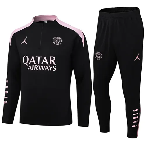 2024/2025 Psg Paris Saint-Germain Half-Pull Training Suit Black with pink Set