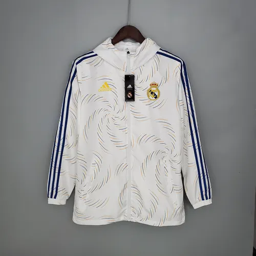 Corta-Vento Real Madrid Branco (Borda Azul) 2021/2022 — view 1