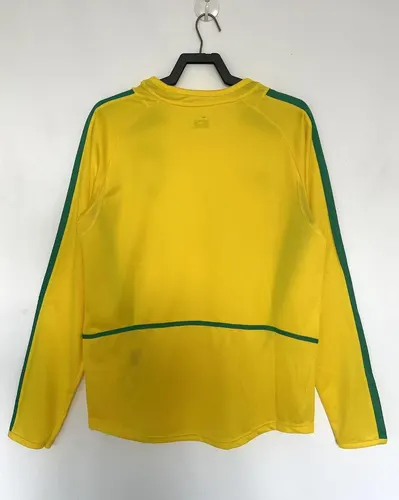2002 レトロ 長袖 ブラジル ホーム サッカージャージ タイ品質 — view 2