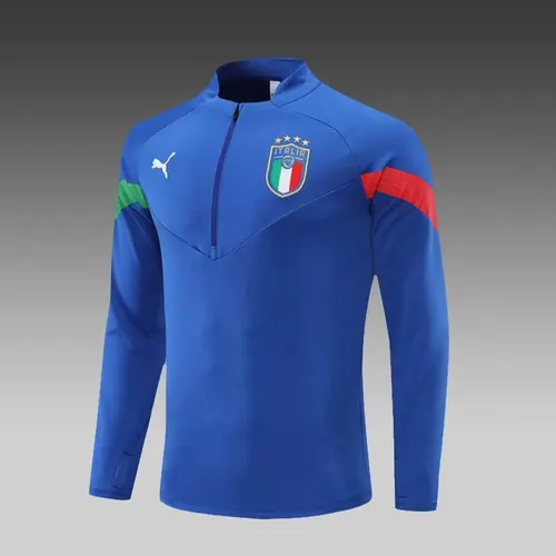 Conjunto de Entrenamiento de Media Cremallera Azul Italia 2022 — view 5