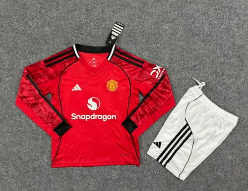 2025/2026 Long Sleeve Manchester United Home Football Jersey AAA fan-grade Kids Size