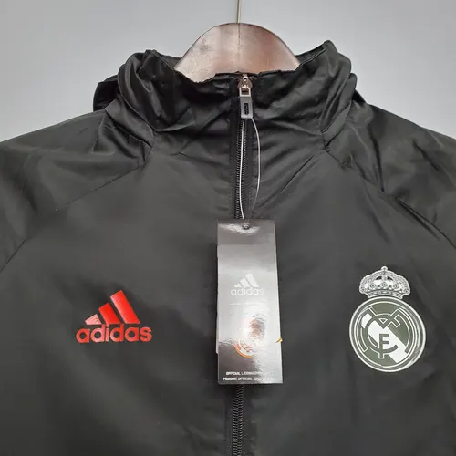 2021 Real Madrid Jersey Windbreaker Black(White Red Edge) — view 3