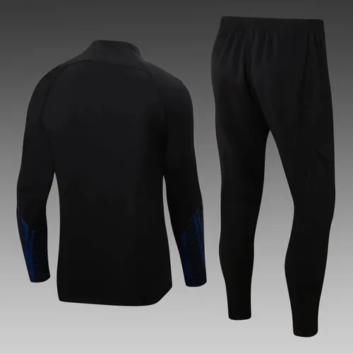 Ensemble de survêtement demi-traction Portugal 2022 Noir Maillot de football — view 2