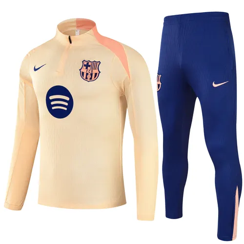 2025/2026 Barcelona beige Half-Pull Training Suit Jersey Set