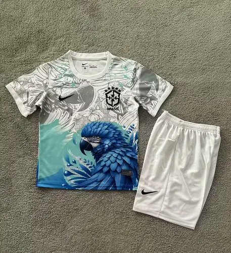 2025/2026 Brazil Special Edition White Blue Bird Football Shirt AAA fan-grade Kids Size
