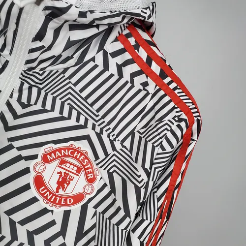 2021/2022 Manchester United Jersey Windbreaker Black-White Stripes — view 5
