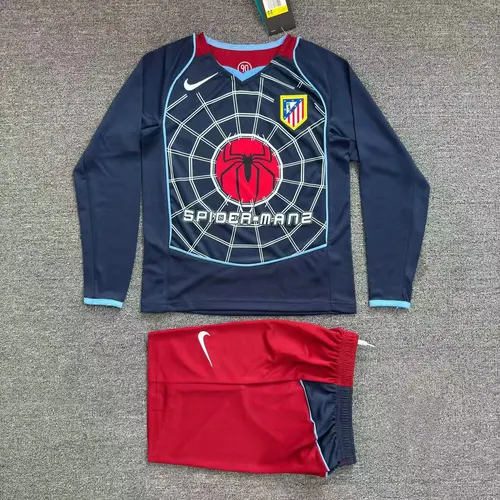 2004-2005 Retro Long Sleeve Atletico Madrid Away Football Jersey AAA fan-grade Kids Size