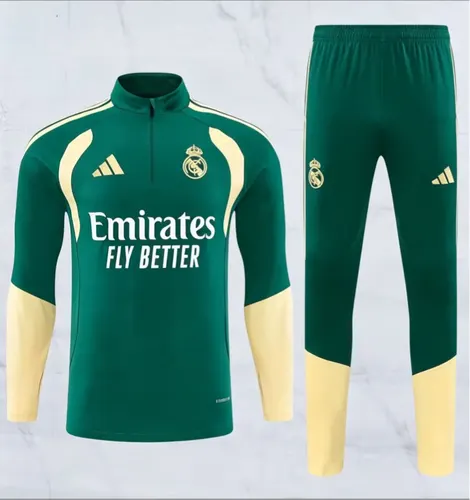 2026/2027 Real Madrid Half-Pull Training Suit Green Football Jersey 1:1 Thai Quality