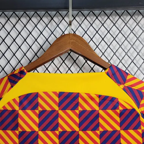 2023/2024 Barcelona Training Wear Striped Plaid Jersey — view 7
