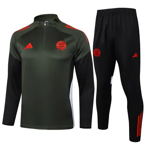 2025/2026 Bayern Munich Half-Pull Training Suit Dark Green Football Shirt AAA fan-grade Set