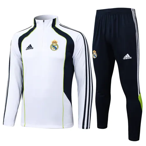 2025-2026 Real Madrid Retro White Half-Pull Training Suit Football Shirt AAA fan-grade Set 01