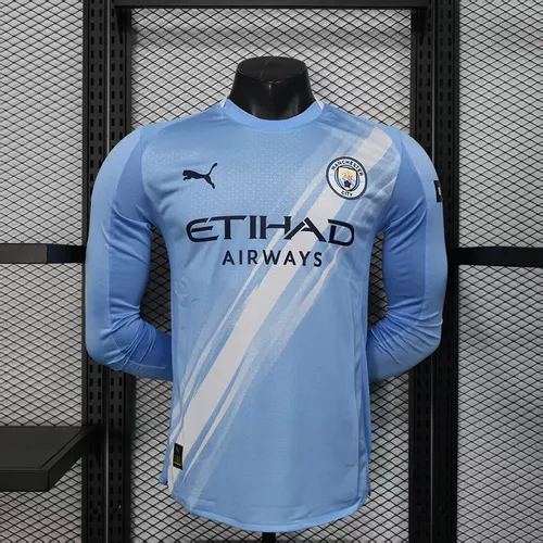 2025/2026 Long Sleeve Player Version Manchester City Home Football Shirt AAA fan-grade