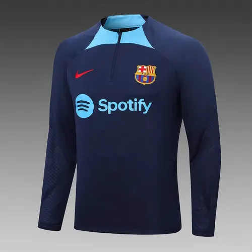 2022/2023 Barcelona Half-Pull Training Suit Dark Blue Jersey Set — view 3
