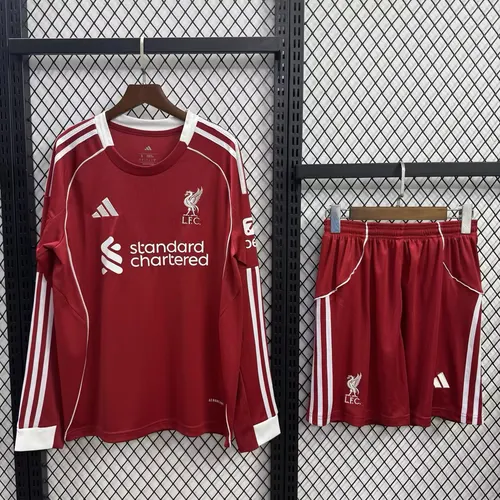 2025/2026 Long Sleeves Liverpool Home Football Jersey AAA fan-grade Kids Size