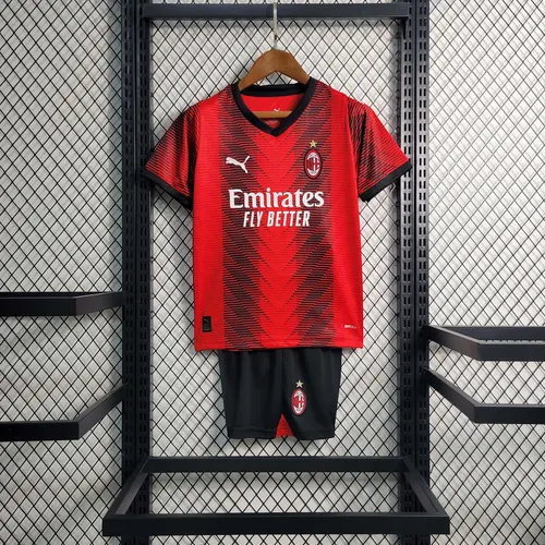 Kids Size 2023/2024 AC Milan Soccer Jersey Home AAA fan-grade